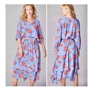 J. Jill Dress XL  Asymmetrical Handkerchief Hem Church Vacation Romantic Coastal